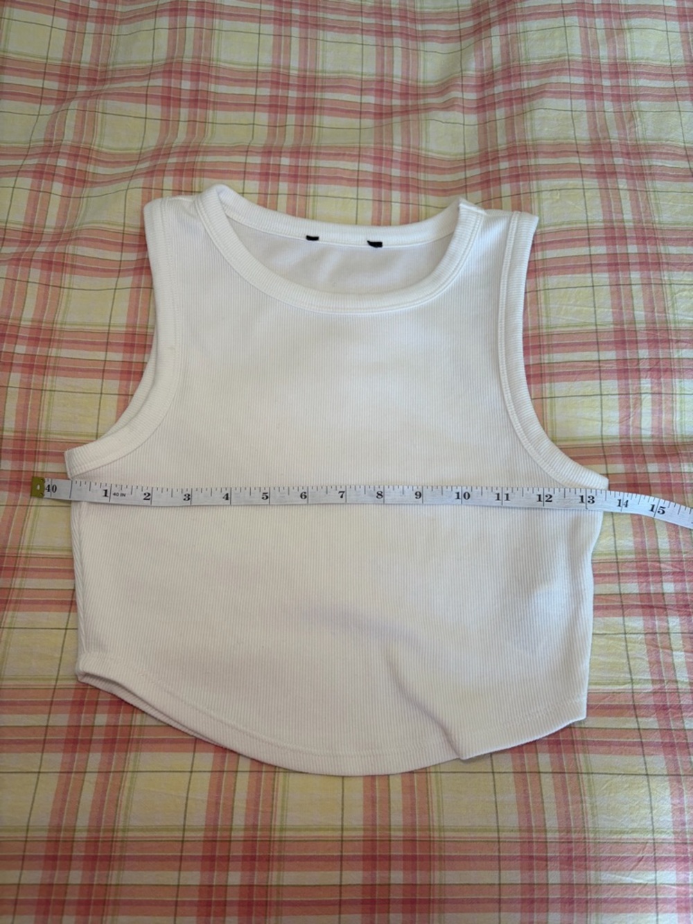 White Ribbed Cropped Basic Tank - Picture 5 of 7